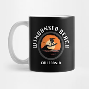 Windansea Beach - California (with White Lettering) Mug